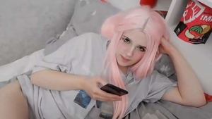 Pink hair and boyfriend without condom crazy fuck