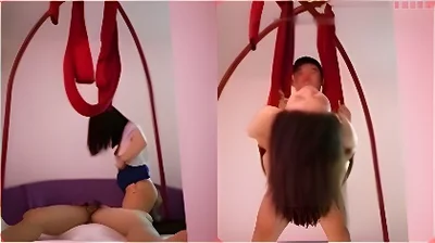 The latest outflow hotel trainer comes to the home with special uniforms to provide various blowing, pulling, singing, red rope hanging and fucking