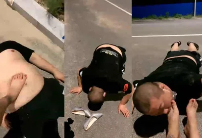 中元节夜晚猥琐男搭讪被调教羞辱