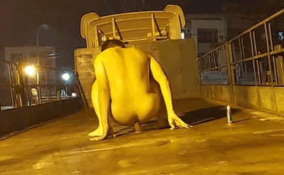 Dancing naked on a truck with toys in the ass part 1