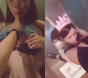 The rich man celebrated his birthday and the beautiful girl took the initiative to devote herself to the KTV toilet and begged for sex without a condom on the toilet