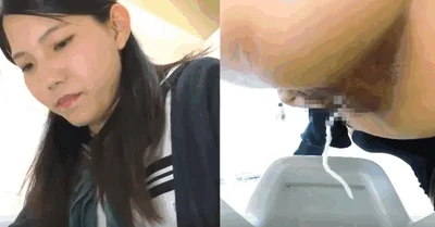 Cute and sexy Japanese babe poops hard