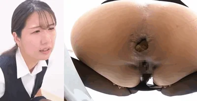 Sexy Japanese lady poops hard