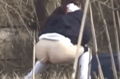 Japanese girl caught pooping in the forest