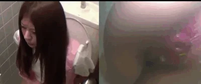 Two girls pooping in a toilet