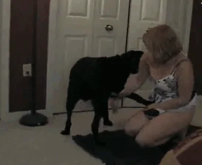 Beautiful dog fucks my skinny wife from behind in front of camera