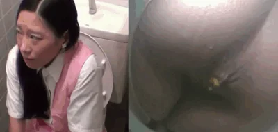 Japanese mature caught defecating in toilet