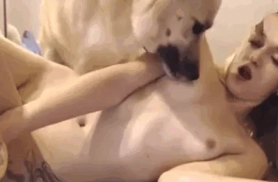 Slim young blonde gets fucked by her dog