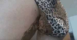 Poop in leopard print underwear