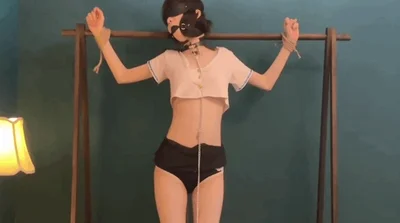 Girl&#39;s first time playing with bondage